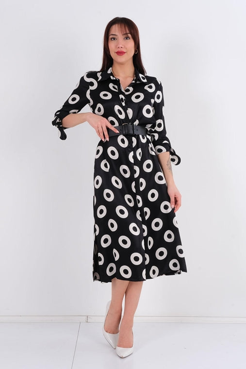 DD6113 Circle Black Midi Dress