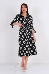 DD6113 Circle Black Midi Dress