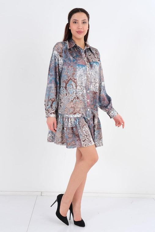 DD6106 Blue Paisley Babydoll Mini