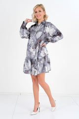 DD6108 Grey Floral Shirt Dress