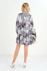 DD6108 Grey Floral Shirt Dress