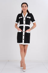 DD6104 White & Black Contrast Dress