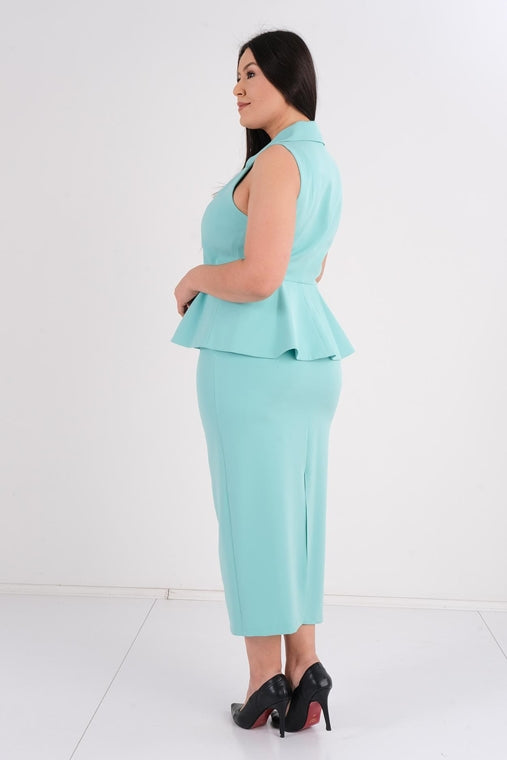 DD6126 Blue Peplum Midi Dress