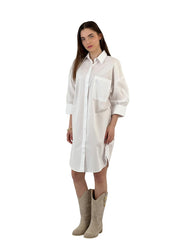 DD615 White Shirt Dress