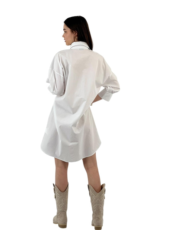 DD615 White Shirt Dress