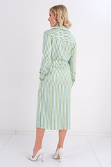 DD6136 Green Stripe Midi Dress