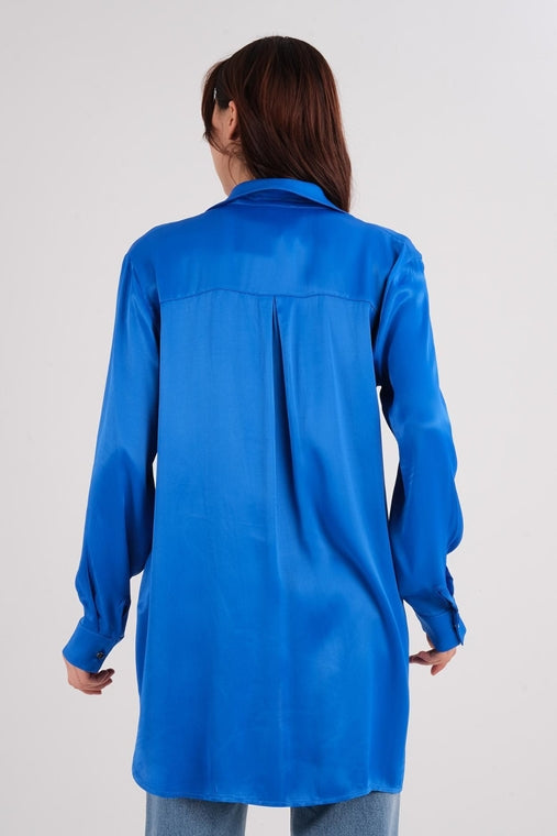 DD6134 Blue Satin Blouse