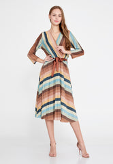 DD508 Rainbow Striped Midi Dress