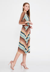 DD508 Rainbow Striped Midi Dress