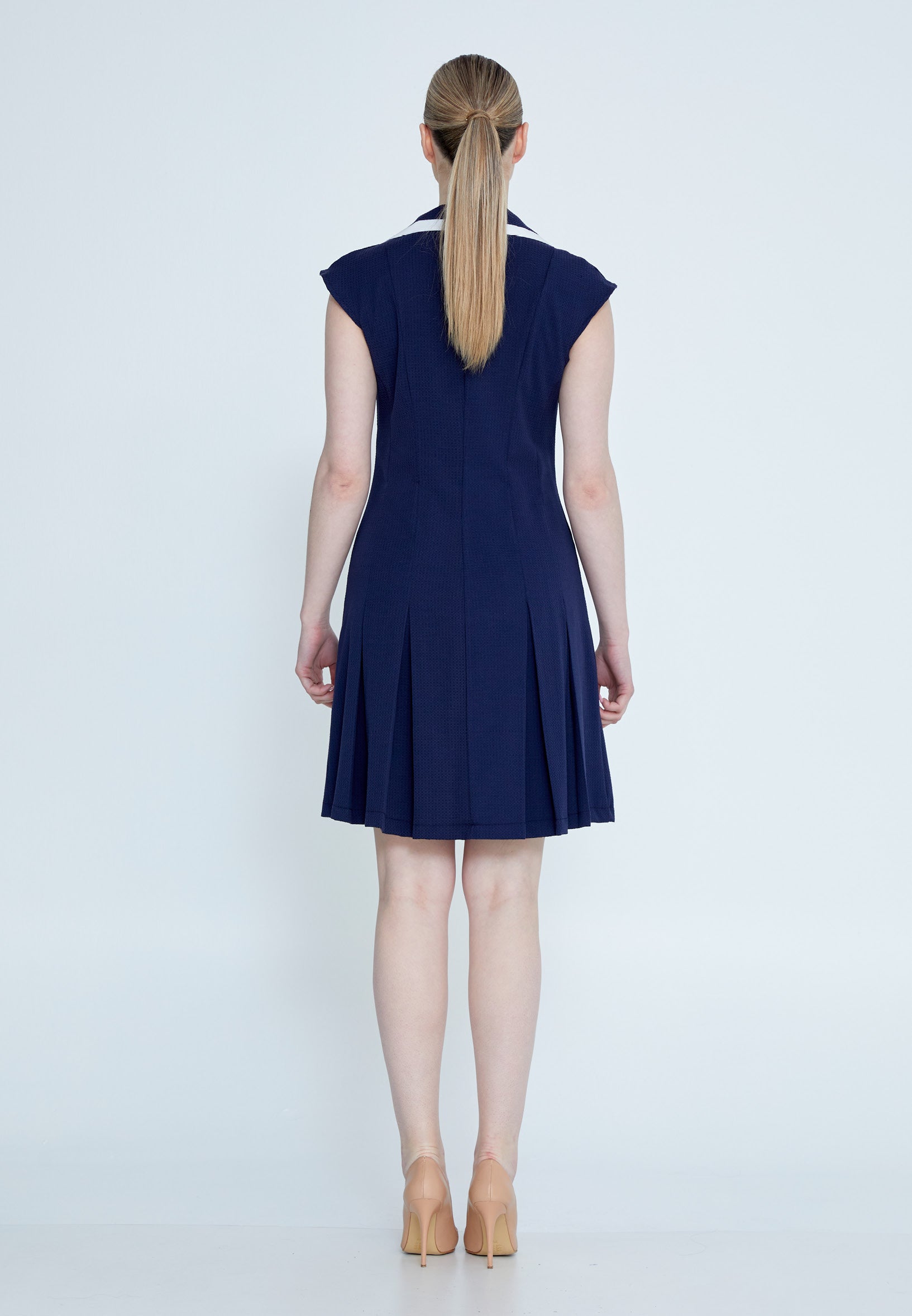 DD510 Navy Office Knee Length Dress