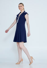 DD510 Navy Office Knee Length Dress