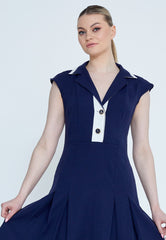 DD510 Navy Office Knee Length Dress