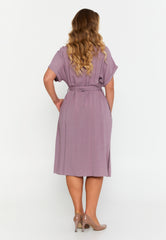 DD506 Pink Button Down Midi Dress