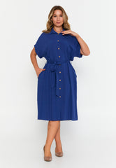 DD505 Indigo Button Down Midi Dress