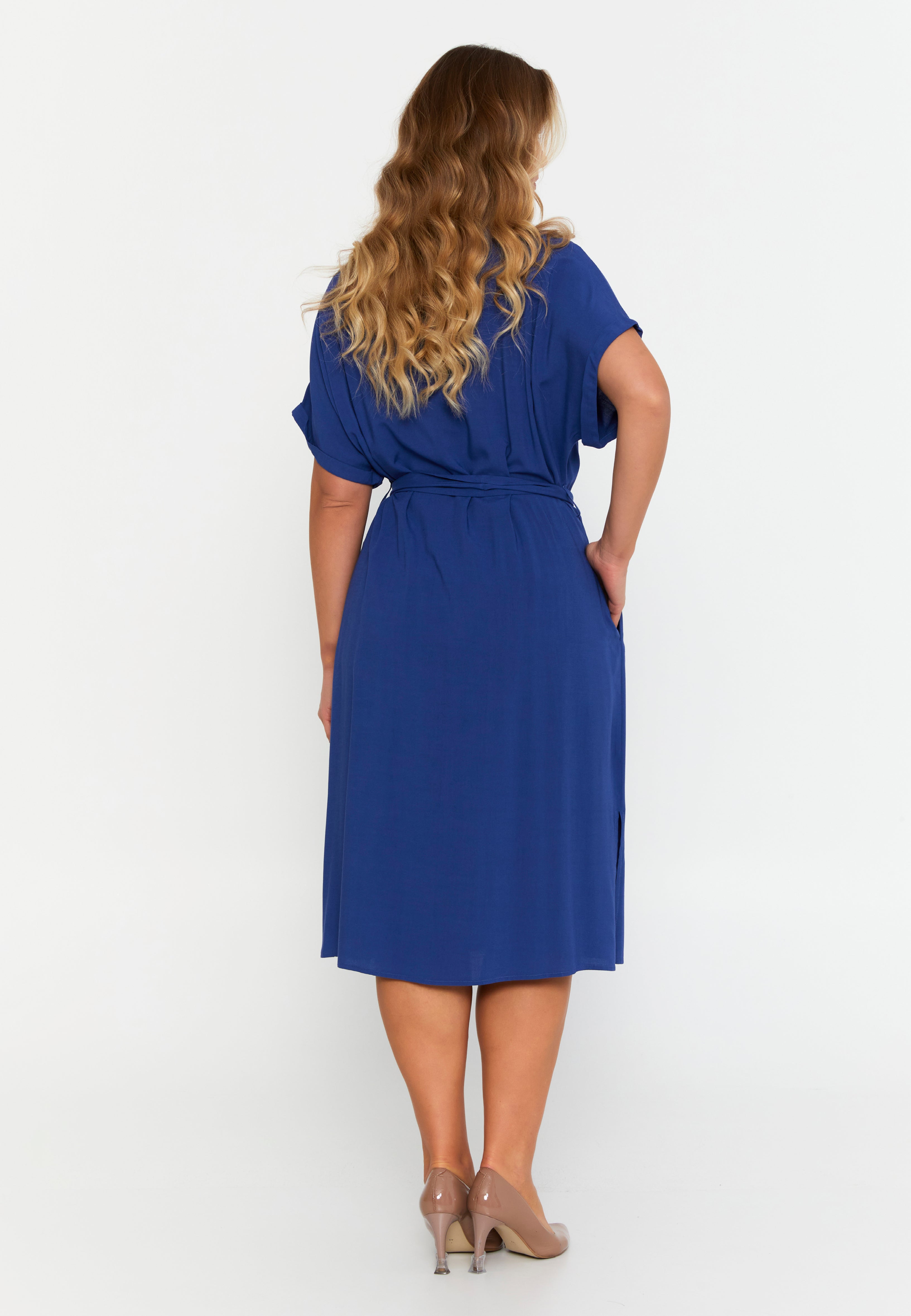 DD505 Indigo Button Down Midi Dress