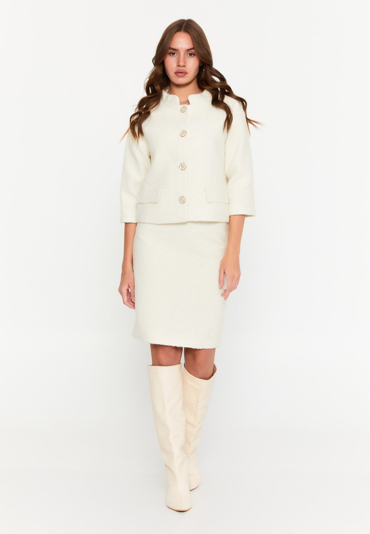 DD5127 White Tweed Skirt