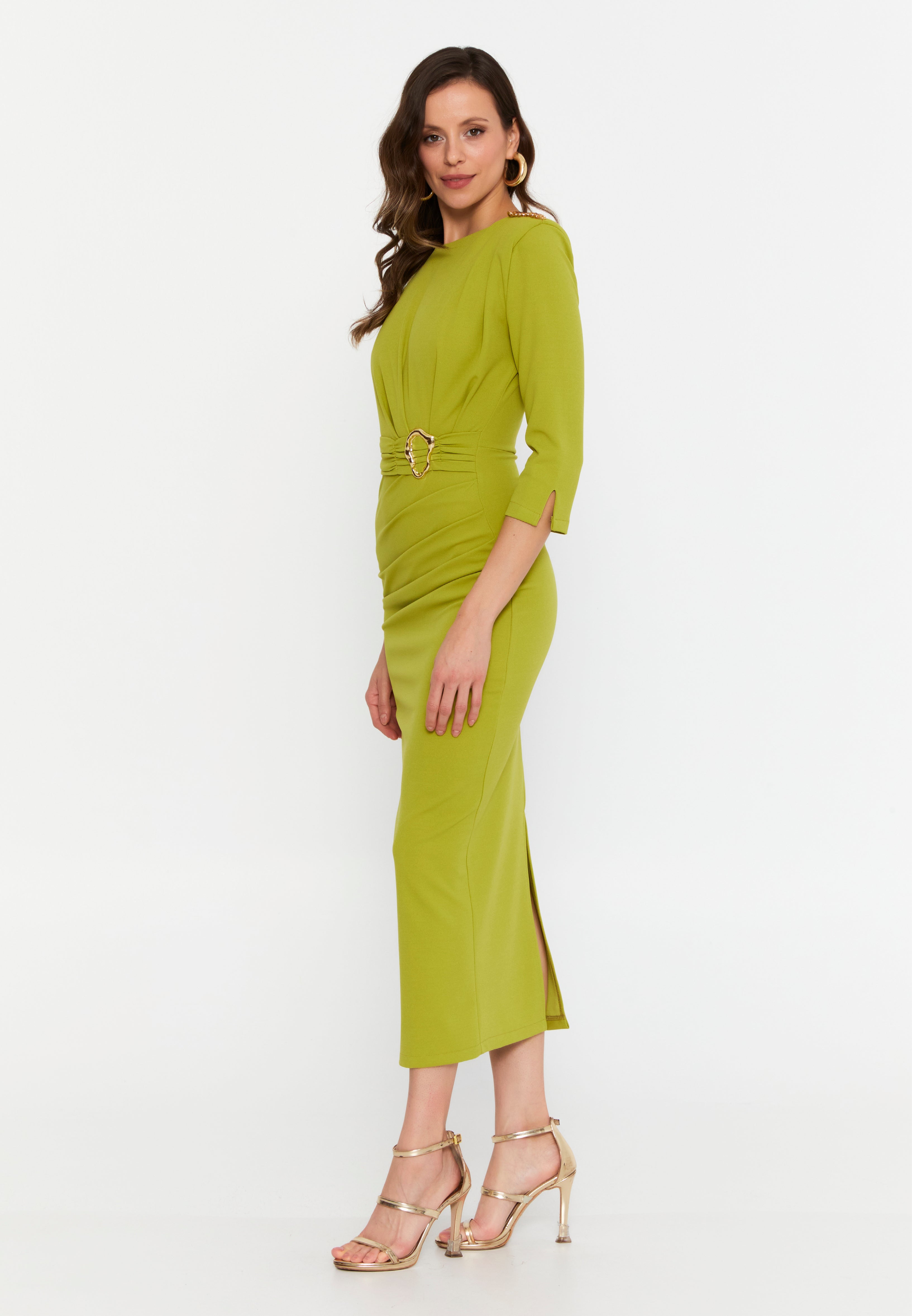 DD5135 Green Knee Length Bodycon