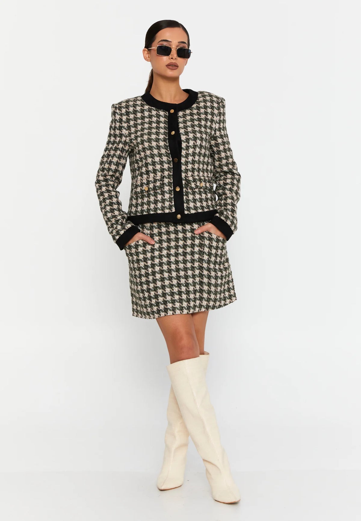 DD514 Khaki Checkered Skirt