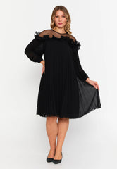 DD5139 Black Chiffon Frill Dress