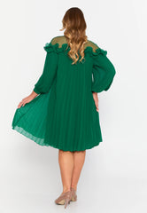 DD5138 Green Chiffon Frill Dress