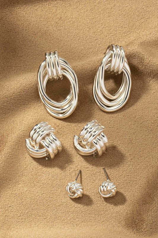 AC1005 Premium trio earrings - Silver - La Elegant