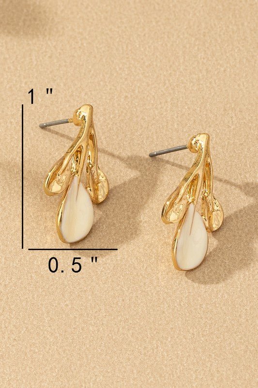 AC1006 White Leaf Drop Earrings - La Elegant