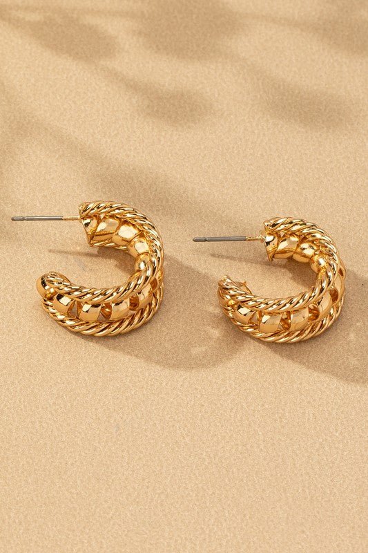 AC1008 3 layer chain earrings - La Elegant