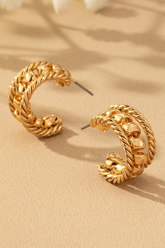 AC1008 3 layer chain earrings - La Elegant