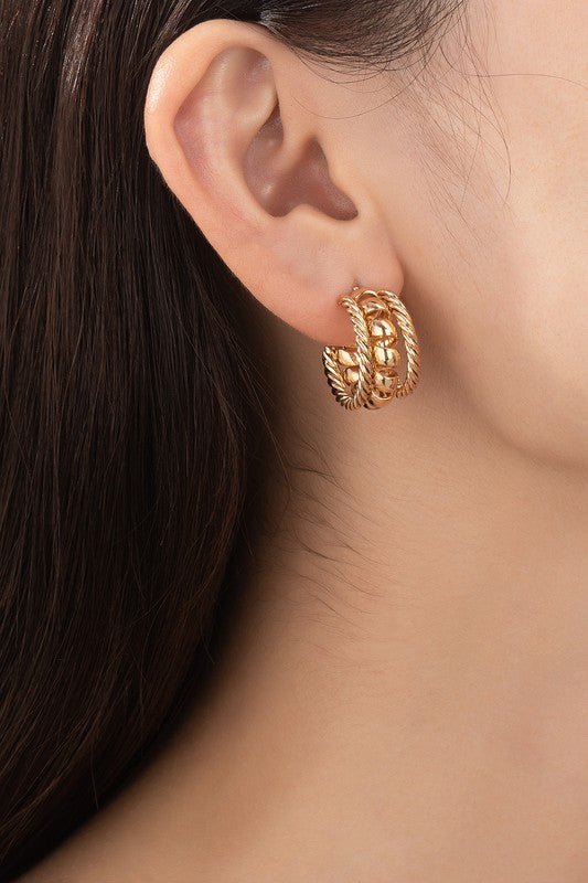 AC1008 3 layer chain earrings - La Elegant