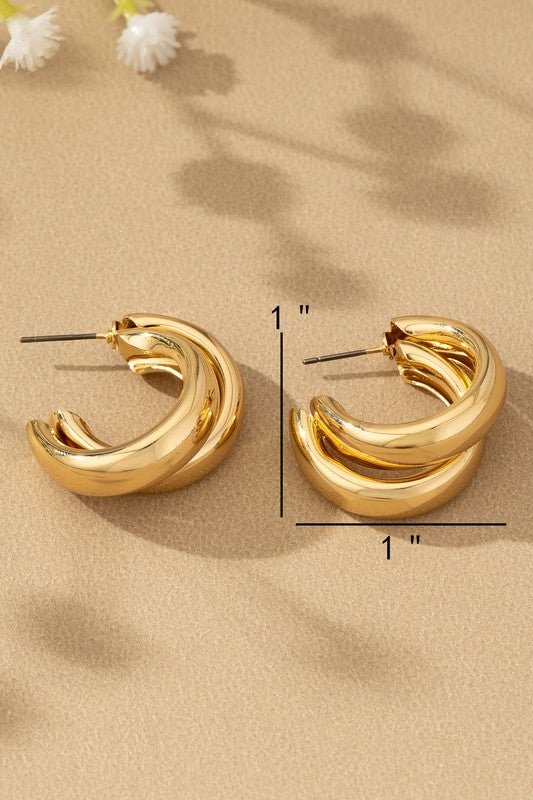 AC1009 double puffy hoop earrings - La Elegant