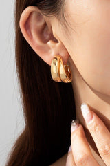 AC1009 double puffy hoop earrings - La Elegant