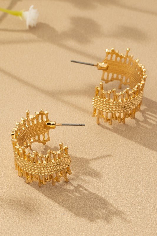 AC1014 Texture wide hoop earrings - La Elegant