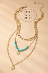 AC1019 Necklace with turquoise and coin drops - La Elegant