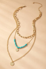 AC1019 Necklace with turquoise and coin drops - La Elegant