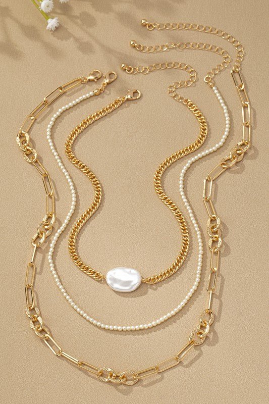 AC1020 Trio Pearl Necklace Set - La Elegant