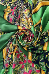 EE208 Vibrant Floral & Buckle Print Silk Scarf