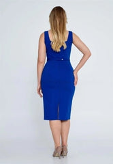 D3909 Blue Sleeveless Midi Dress - La Elegant