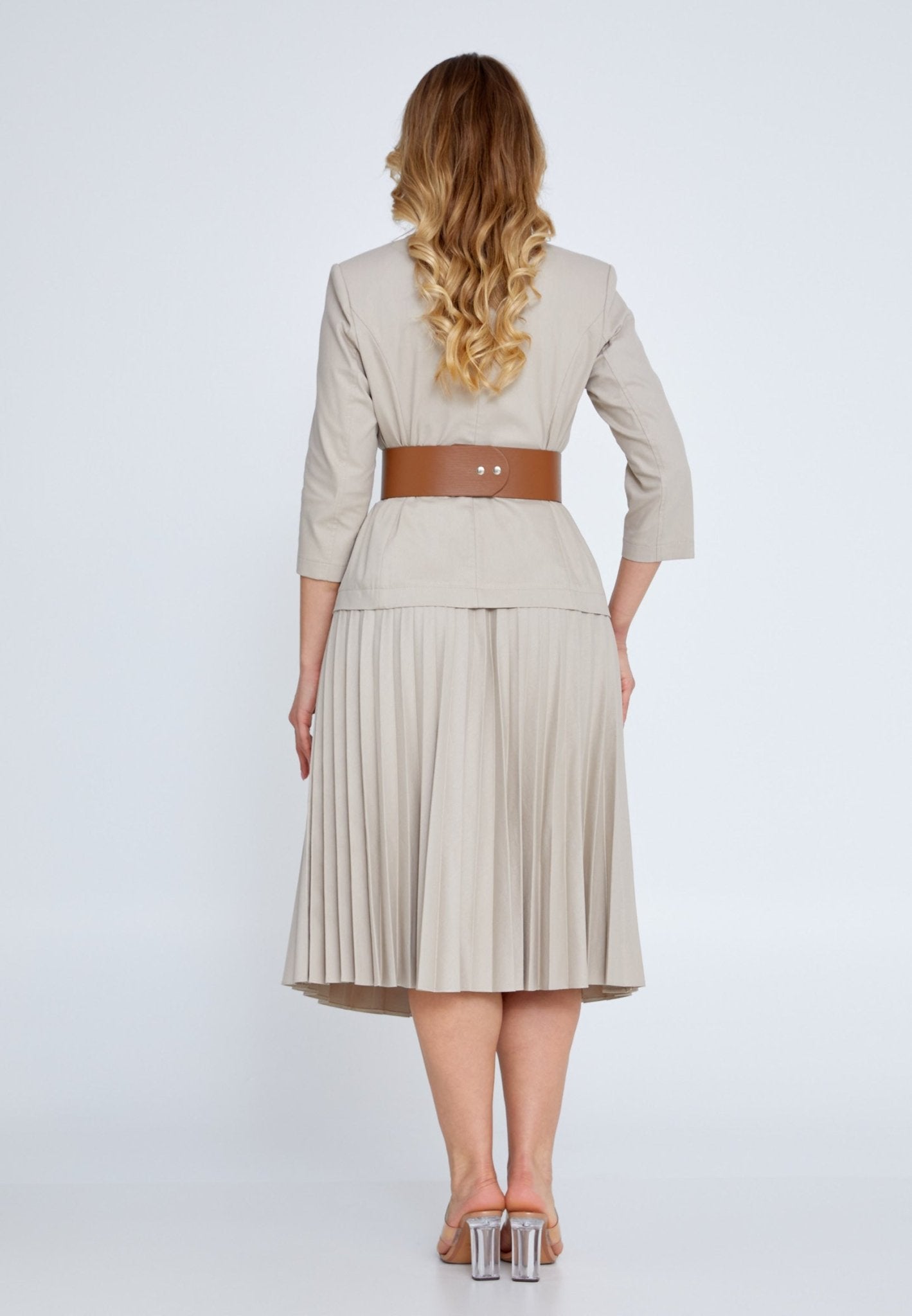 D4008 Pleated Cream Skirt - La Elegant