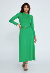 D4018 Green Cut - Out Midi Dress - La Elegant