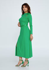 D4018 Green Cut - Out Midi Dress - La Elegant