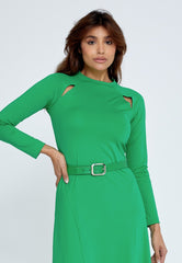 D4018 Green Cut - Out Midi Dress - La Elegant