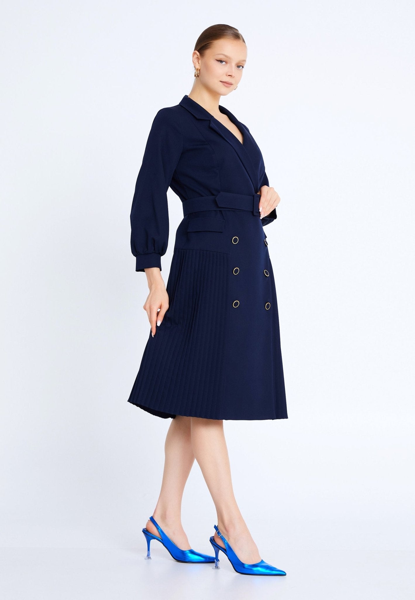 D4019 Navy Blazer Dress - La Elegant