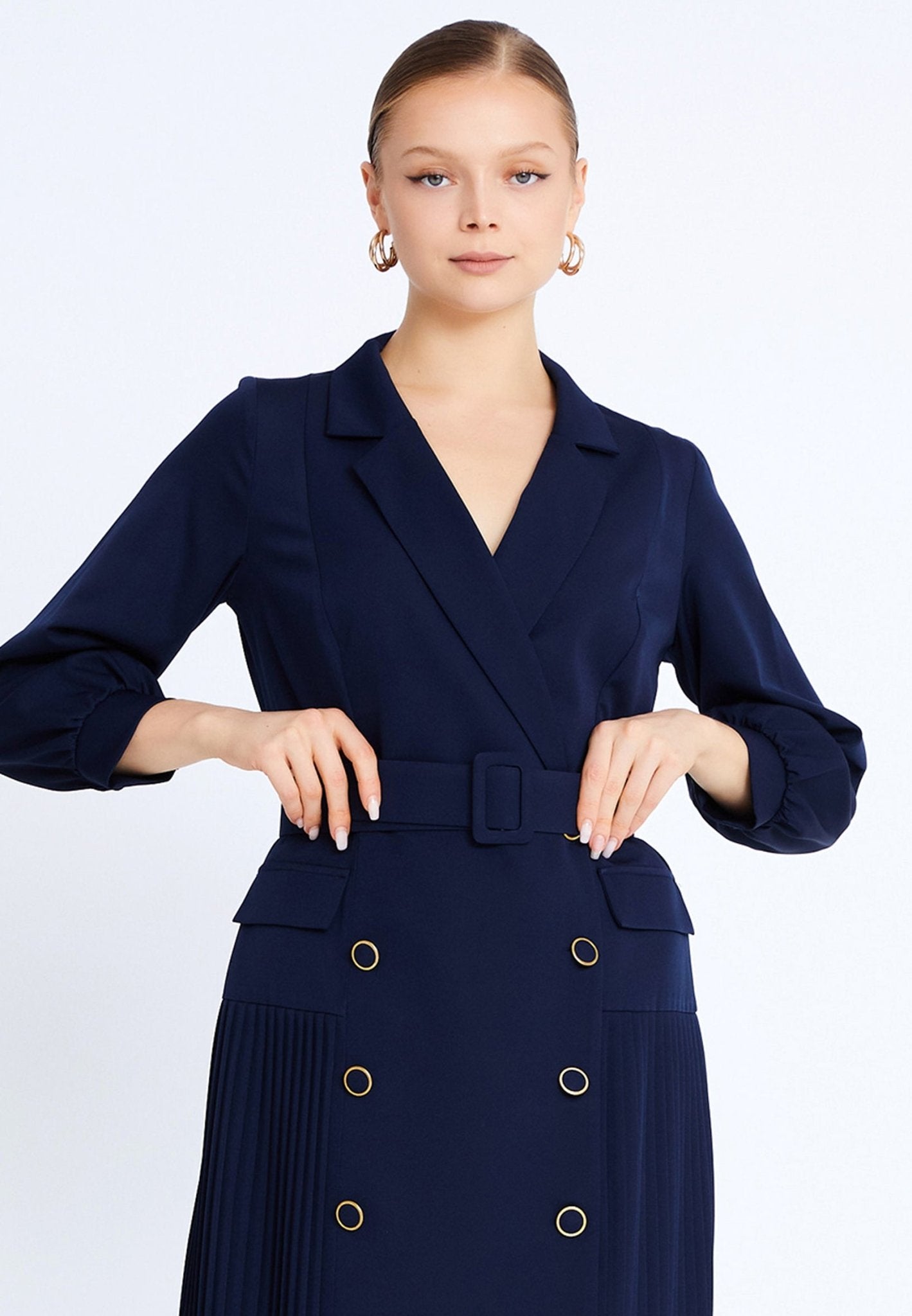 D4019 Navy Blazer Dress - La Elegant