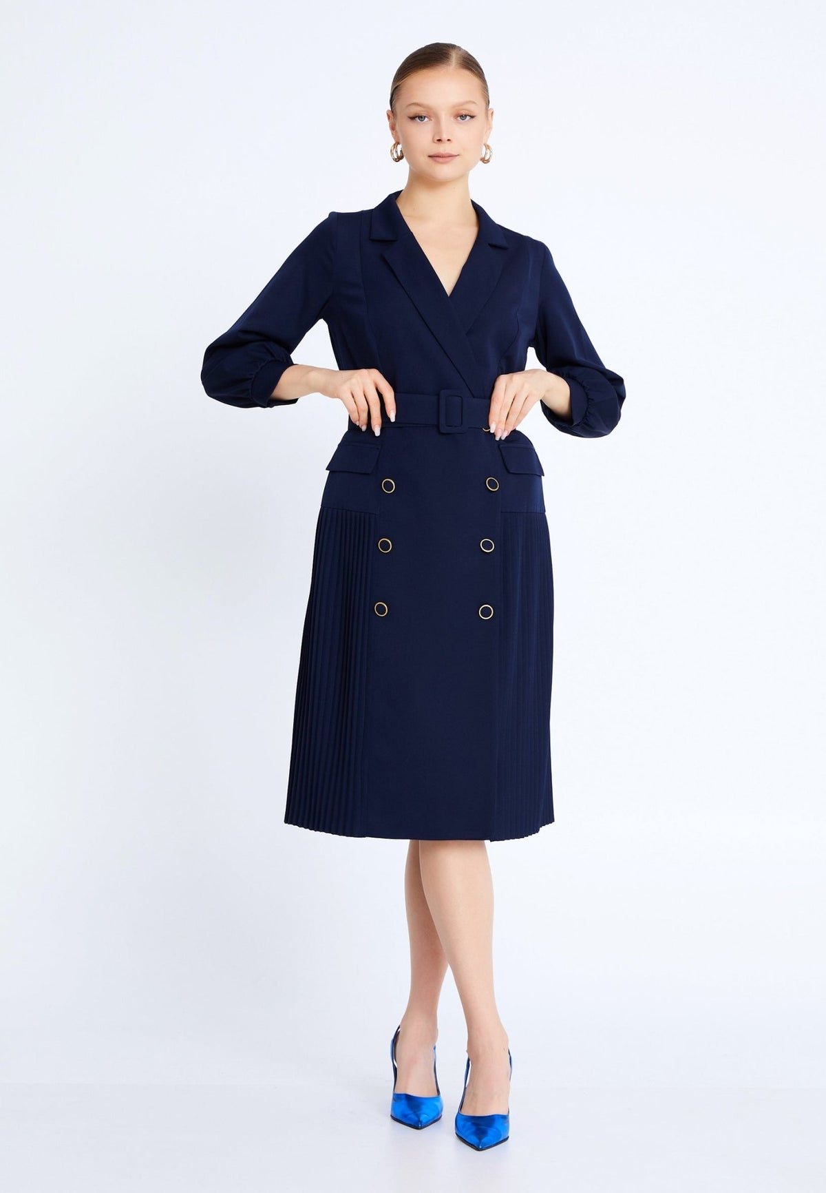 D4019 Navy Blazer Dress - La Elegant