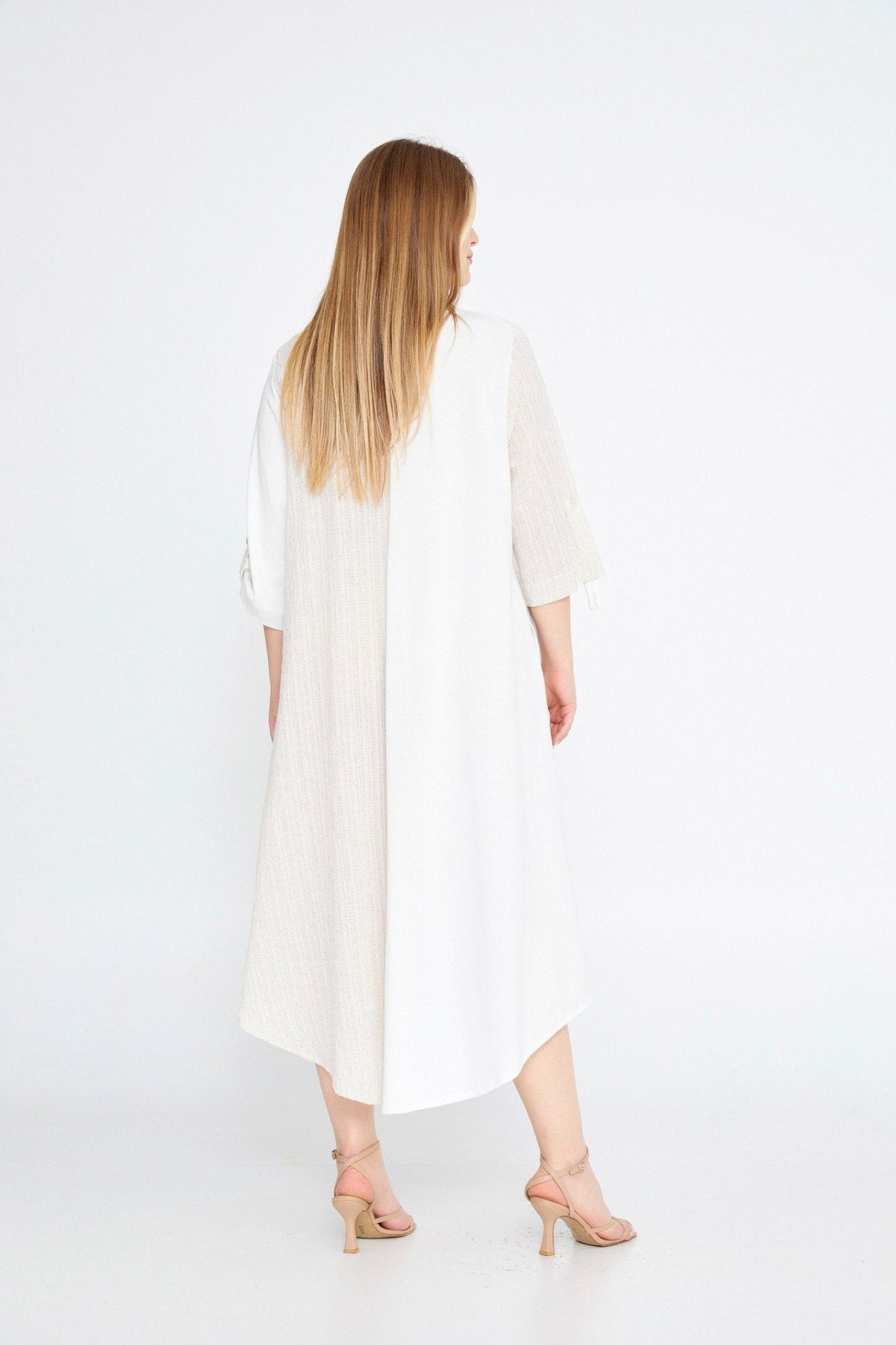 D4022 White Asymmetric Shirt Dress - La Elegant