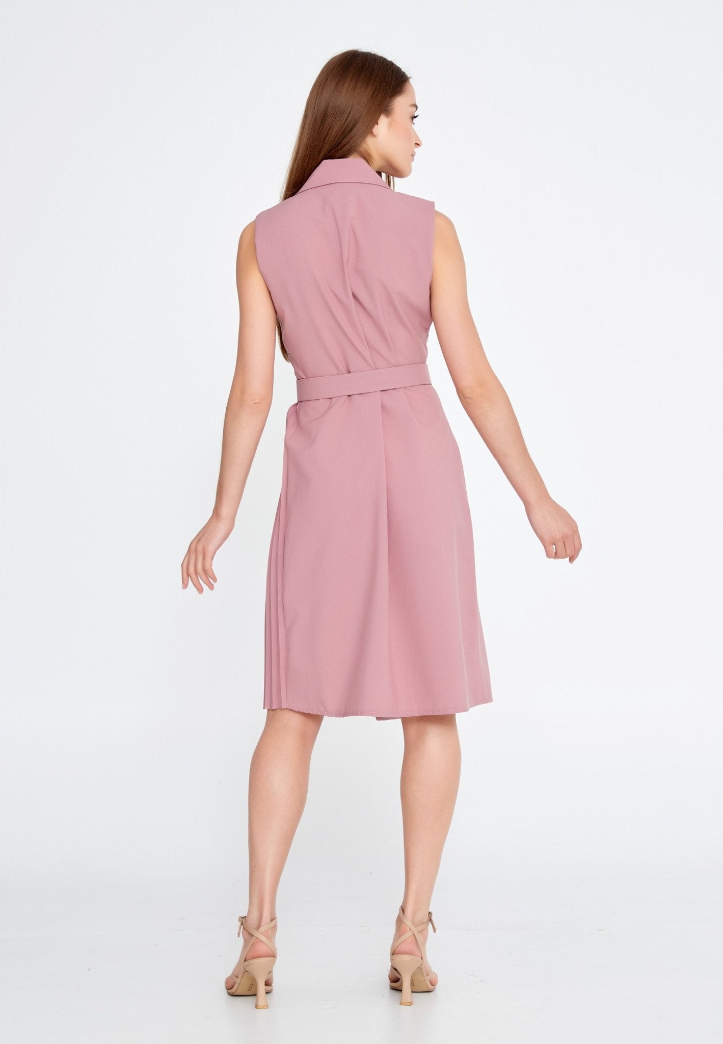 D4024 Pastel Pink Sleeveless Blazer Dress - La Elegant