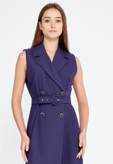 D4025 Navy Sleeveless Blazer Dress - La Elegant