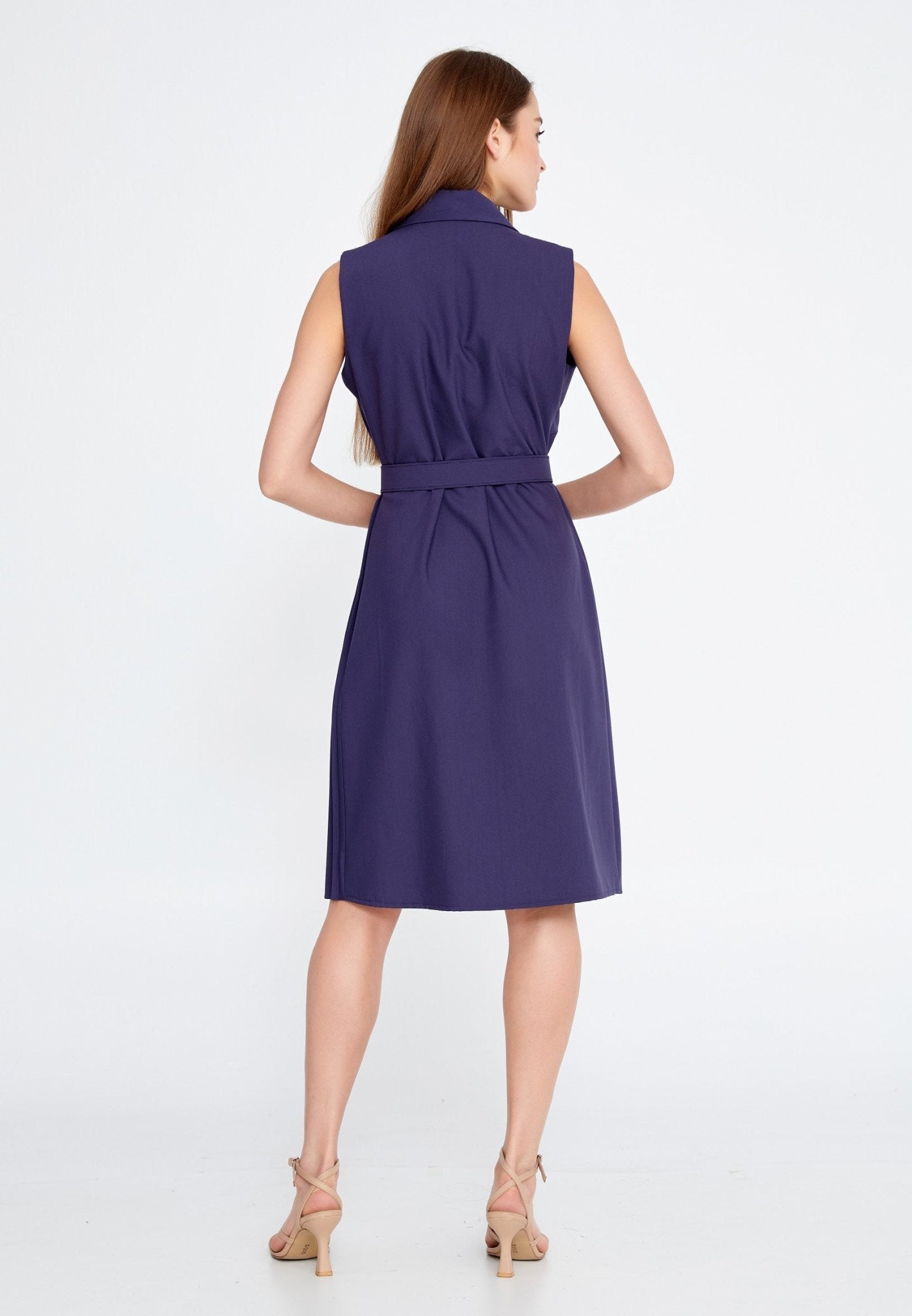 D4025 Navy Sleeveless Blazer Dress - La Elegant