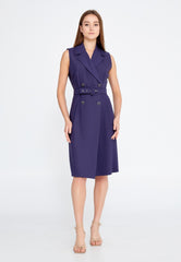 D4025 Navy Sleeveless Blazer Dress - La Elegant