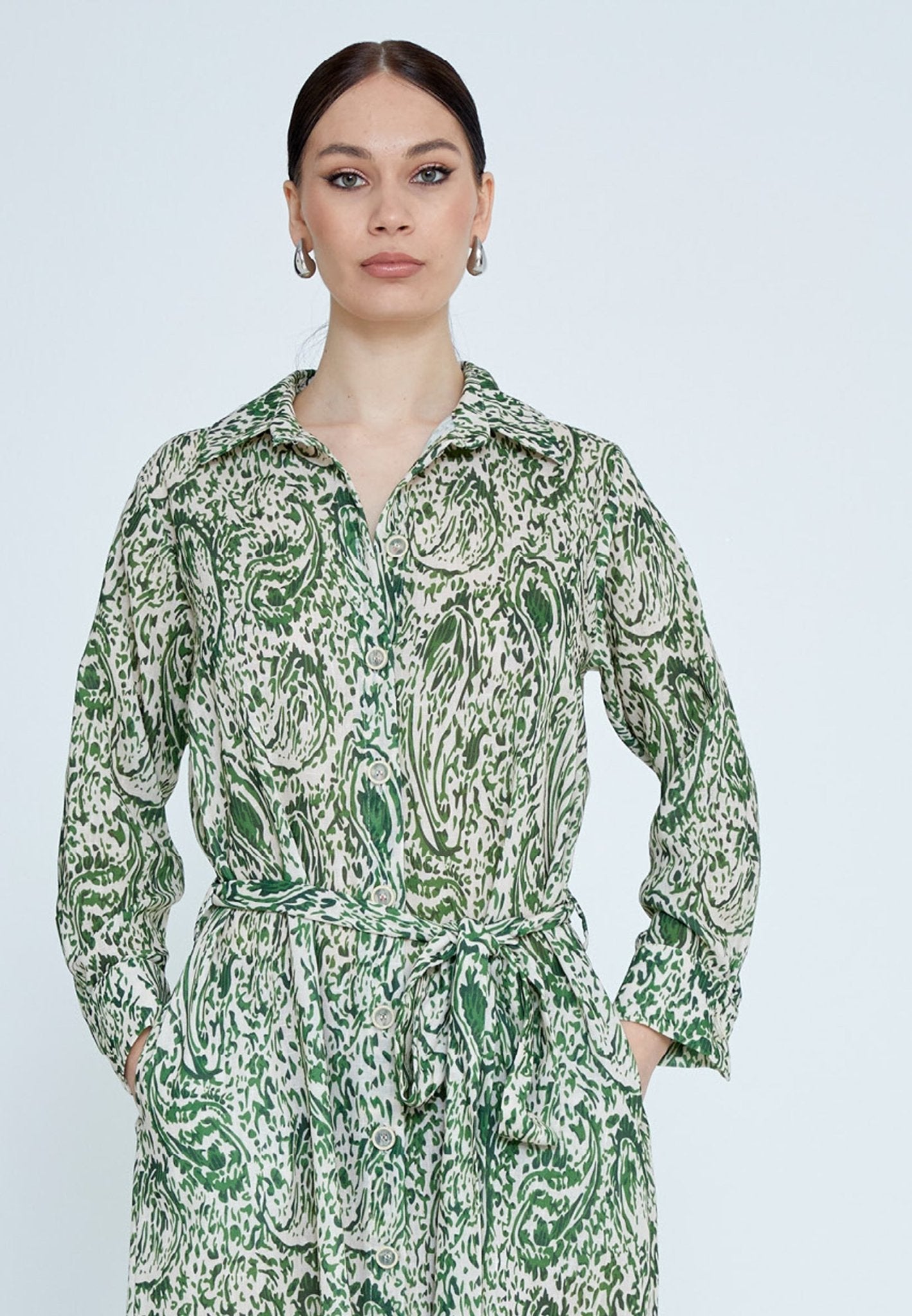 D4028 Green Paisley Midi - La Elegant